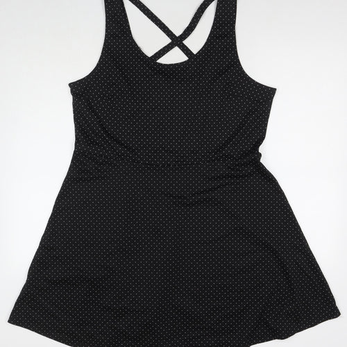 H&M Womens Black Polka Dot Cotton Fit & Flare Size XL Round Neck Pullover