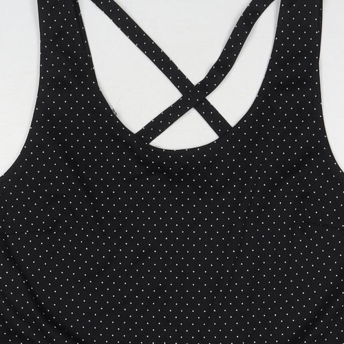 H&M Womens Black Polka Dot Cotton Fit & Flare Size XL Round Neck Pullover