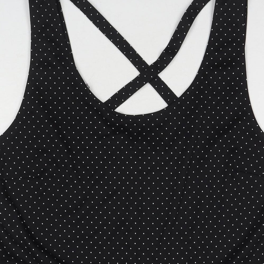 H&M Womens Black Polka Dot Cotton Fit & Flare Size XL Round Neck Pullover