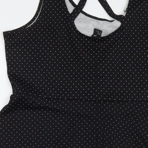 H&M Womens Black Polka Dot Cotton Fit & Flare Size XL Round Neck Pullover