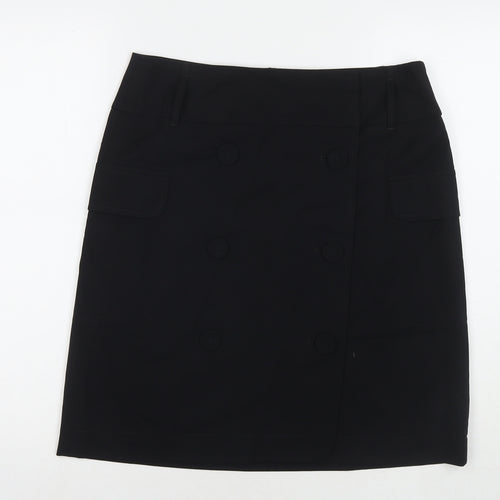 Gerry Weber Womens Black Polyester A-Line Skirt Size 14 Button