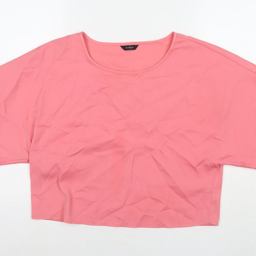 Autograph Womens Pink Polyester Basic T-Shirt Size 12 Round Neck