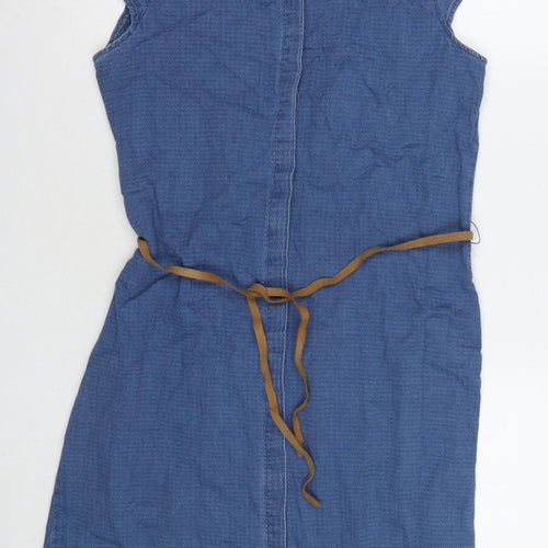VERO MODA Womens Blue Cotton Shift Size M Round Neck Snap
