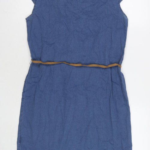 VERO MODA Womens Blue Cotton Shift Size M Round Neck Snap