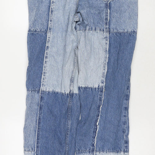 Topshop Womens Blue Cotton Straight Jeans Size 30 in L32 in Regular Zip - Patched Pattern