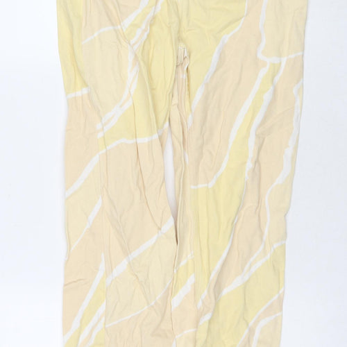 Monki Womens Yellow Geometric Cotton Straight Jeans Size 10 L29 in Regular Zip