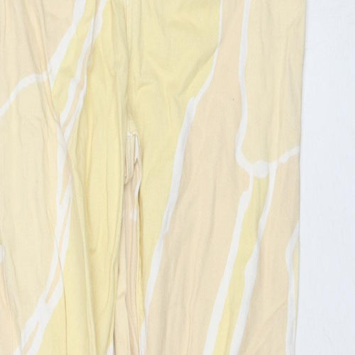 Monki Womens Yellow Geometric Cotton Straight Jeans Size 10 L29 in Regular Zip