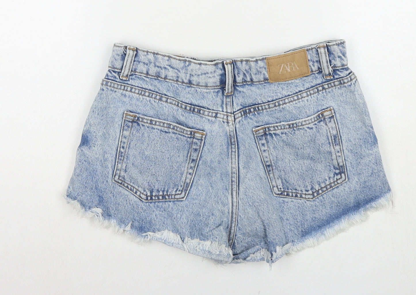 Zara Womens Blue Cotton Cut-Off Shorts Size 6 L3 in Regular Zip