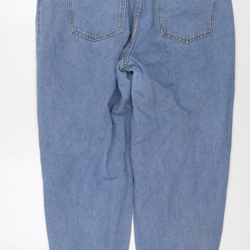 Boohoo Womens Blue Cotton Mom Jeans Size 16 L28 in Regular Zip