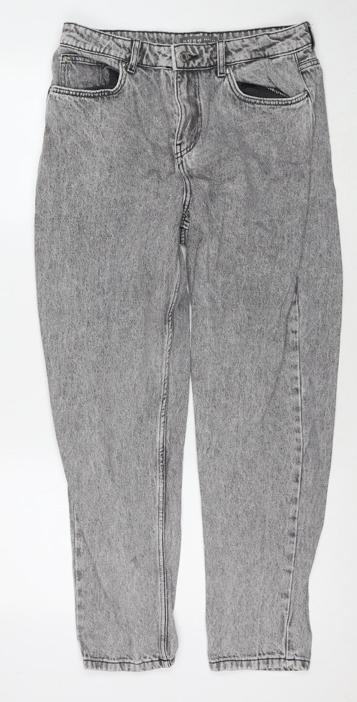 Denim & Co. Womens Grey Cotton Skinny Jeans Size 14 L28 in Regular Zip