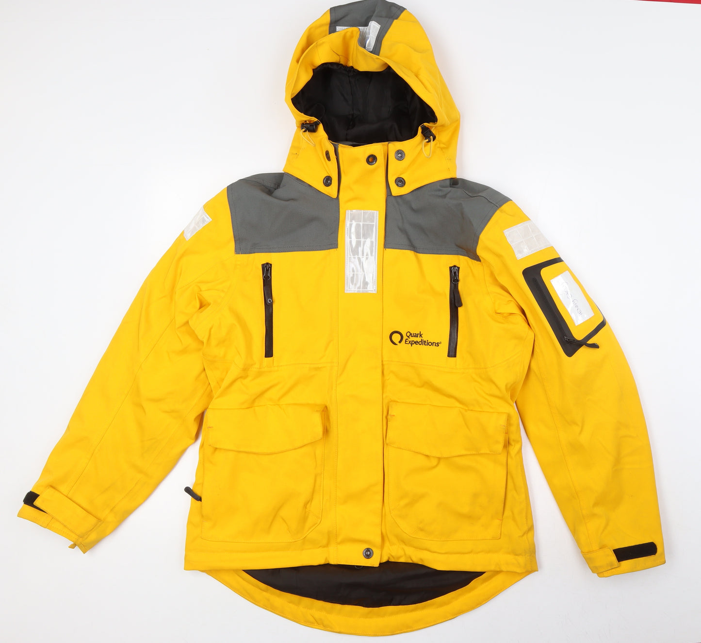 Quark Expedition Womens Yellow Jacket Size M Zip - Interactive, Velcro Cuffs,Reflective Detail, Taped Seams