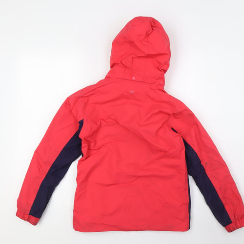 Mountain Warehouse Girls Red 3-in-1 Jacket Jacket Size 9-10 Years Zip - Waterproof, Velcro Cuffs, Detachable Hood