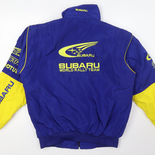 Subaru Mens Blue Bomber Jacket Coatigan Size M Zip - Racing