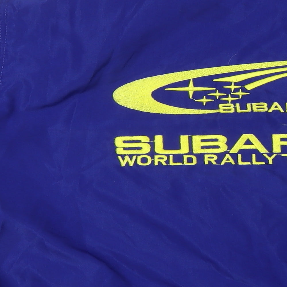 Subaru Mens Blue Bomber Jacket Coatigan Size M Zip - Racing