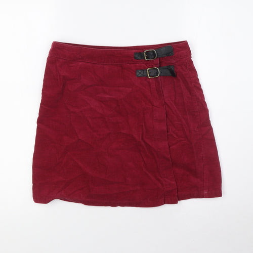 George Womens Red Cotton Wrap Skirt Size 8 Buckle