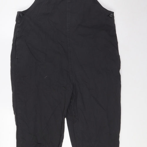 NEXT Girls Black 100% Cotton Dungaree One-Piece Size 13 Years L24 in Button