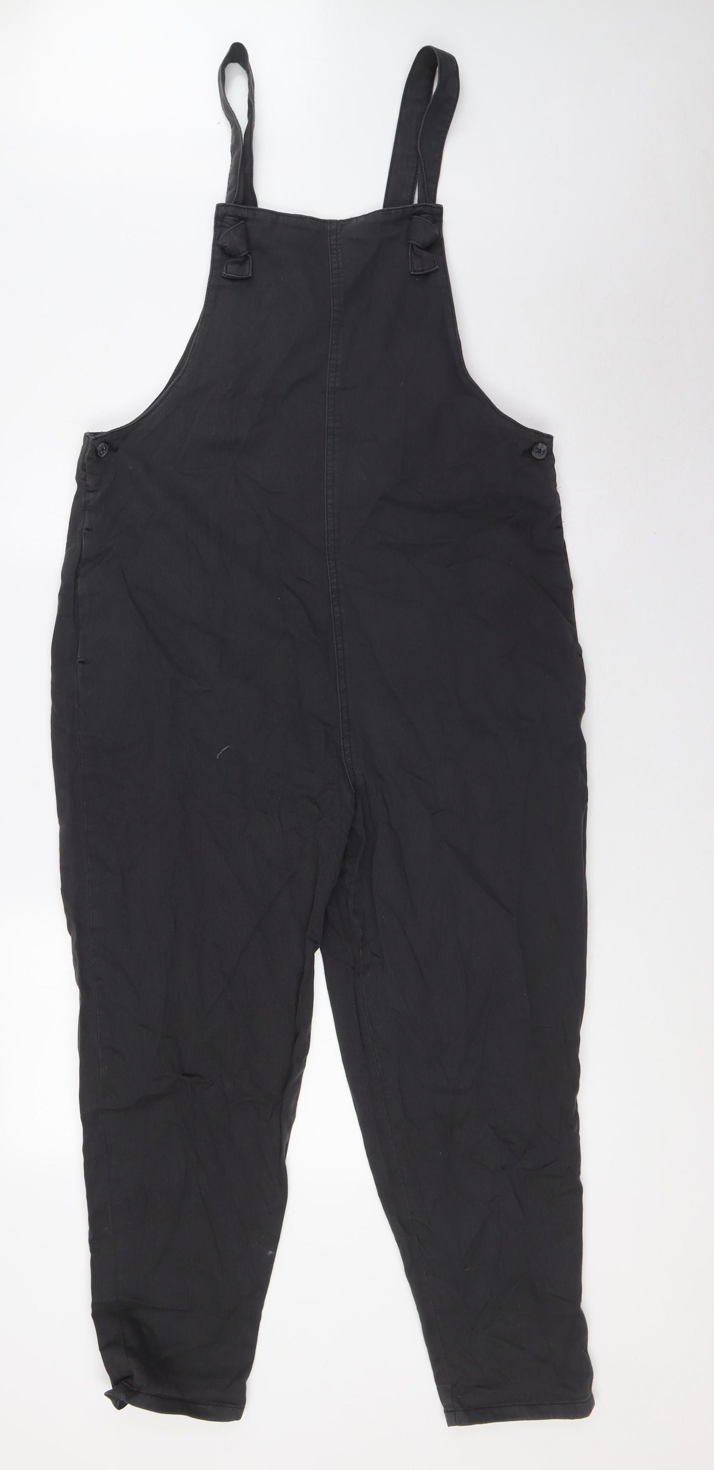 NEXT Girls Black 100% Cotton Dungaree One-Piece Size 13 Years L24 in Button