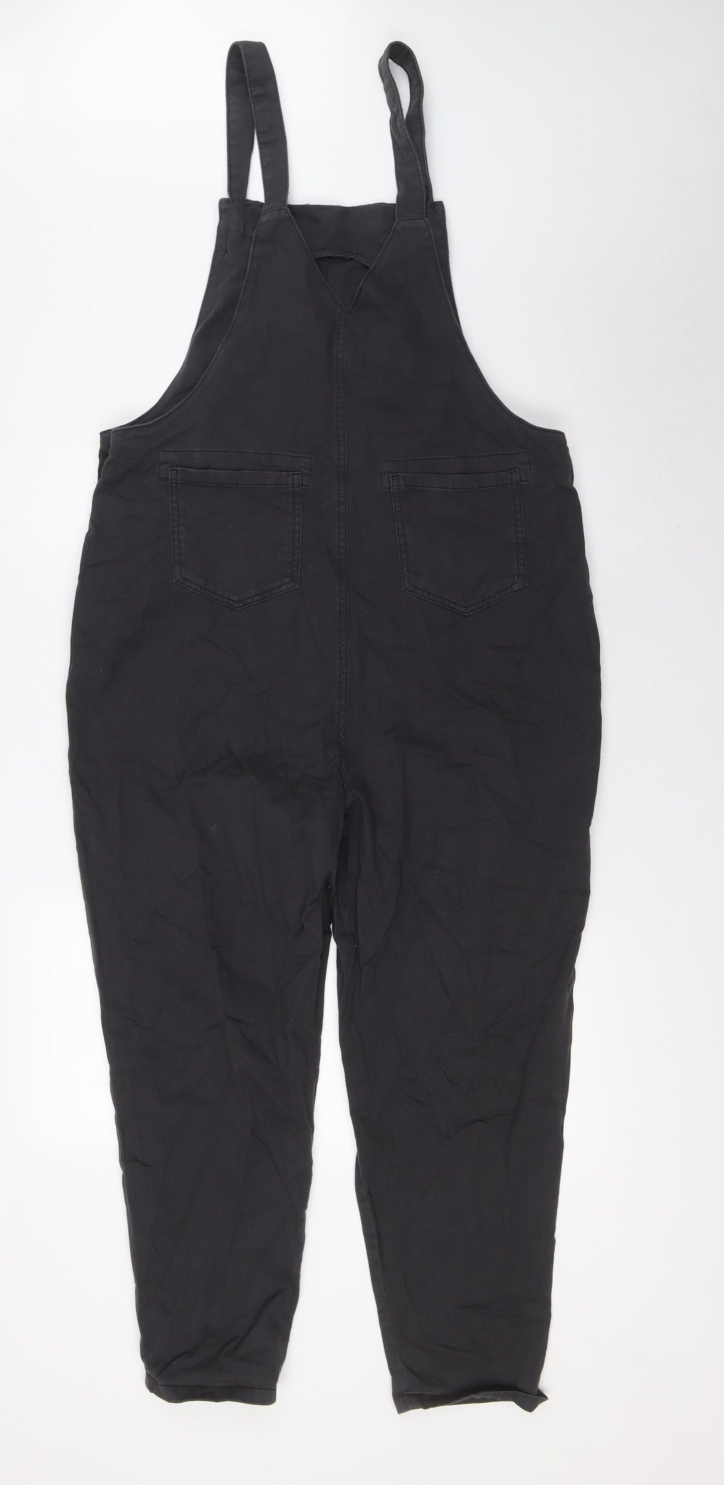 NEXT Girls Black 100% Cotton Dungaree One-Piece Size 13 Years L24 in Button