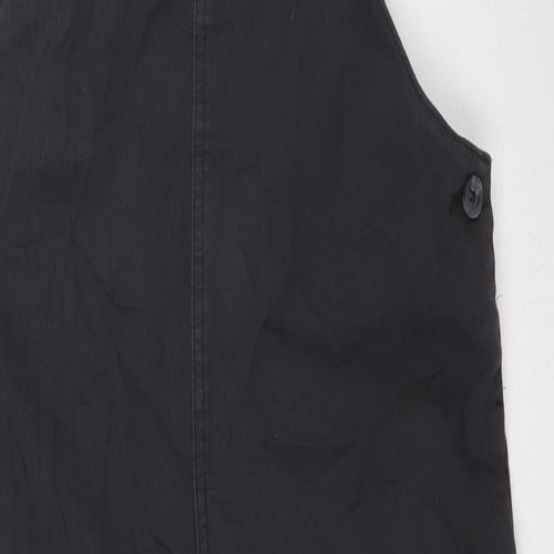 NEXT Girls Black 100% Cotton Dungaree One-Piece Size 13 Years L24 in Button