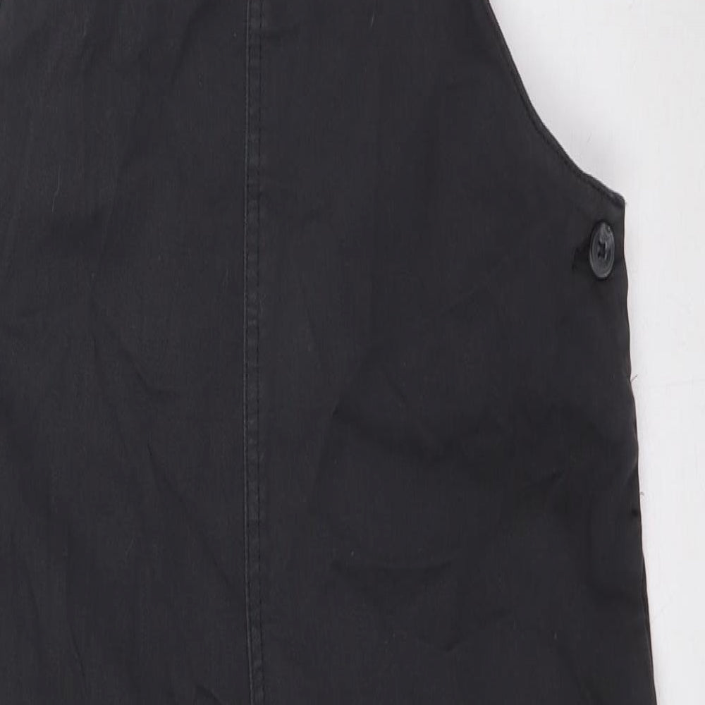 NEXT Girls Black 100% Cotton Dungaree One-Piece Size 13 Years L24 in Button