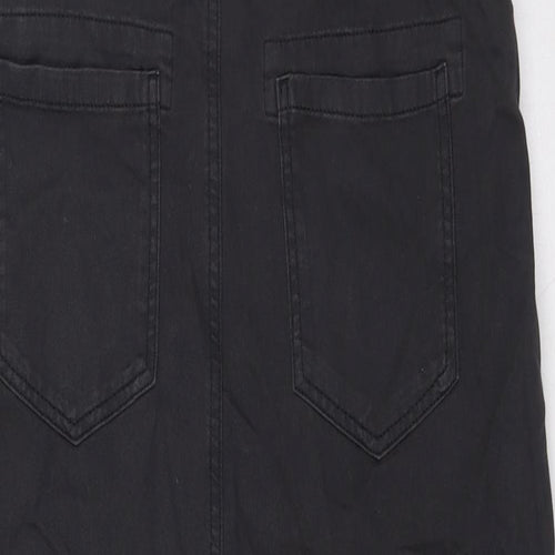 NEXT Girls Black 100% Cotton Dungaree One-Piece Size 13 Years L24 in Button