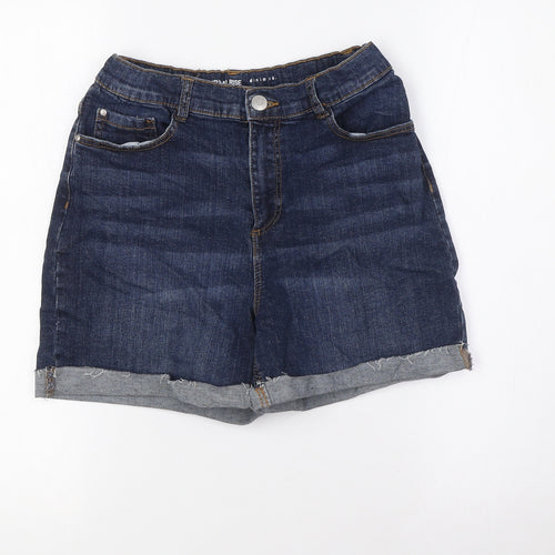 Denim Co Girls Blue Cotton Bermuda Shorts Size 13-14 Years L4 in Regular Zip - Turn Ups