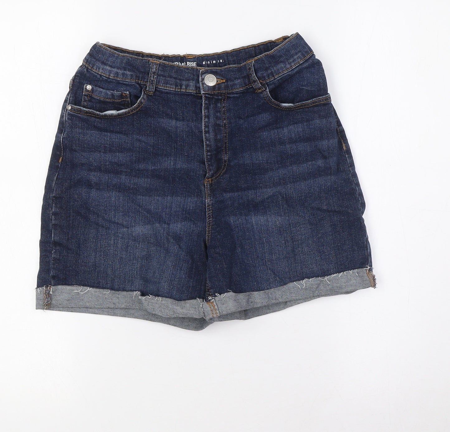 Denim Co Girls Blue Cotton Bermuda Shorts Size 13-14 Years L4 in Regular Zip - Turn Ups