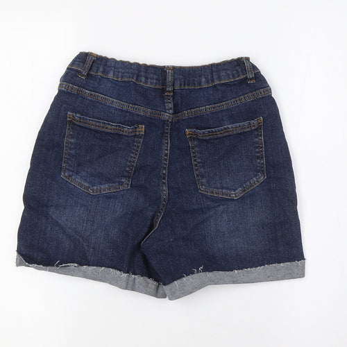 Denim Co Girls Blue Cotton Bermuda Shorts Size 13-14 Years L4 in Regular Zip - Turn Ups