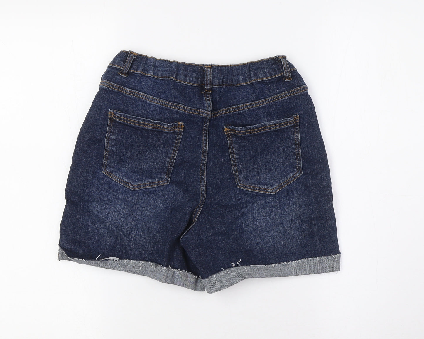 Denim Co Girls Blue Cotton Bermuda Shorts Size 13-14 Years L4 in Regular Zip - Turn Ups