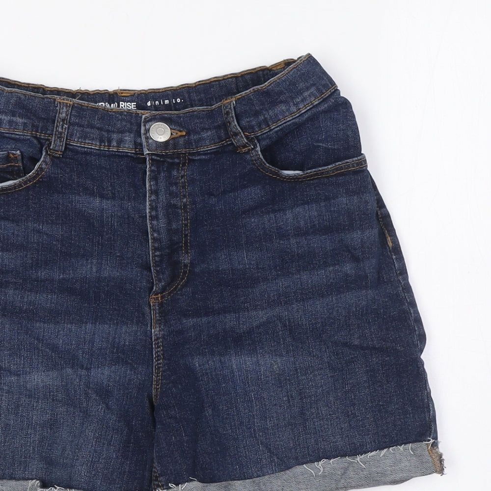 Denim Co Girls Blue Cotton Bermuda Shorts Size 13-14 Years L4 in Regular Zip - Turn Ups