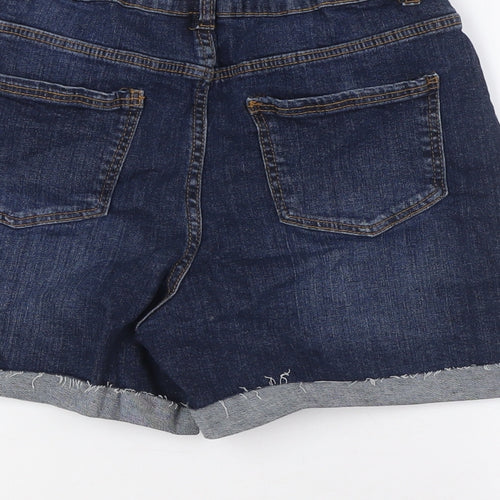 Denim Co Girls Blue Cotton Bermuda Shorts Size 13-14 Years L4 in Regular Zip - Turn Ups