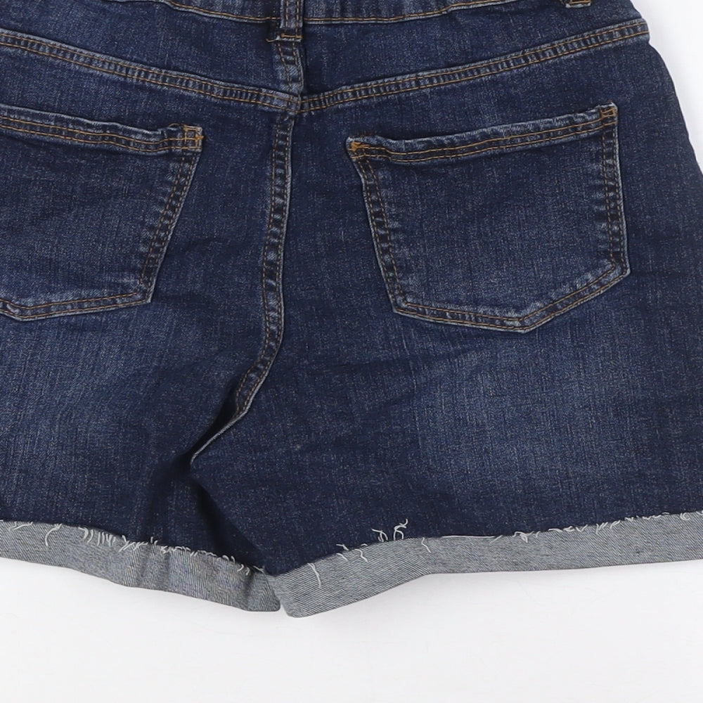 Denim Co Girls Blue Cotton Bermuda Shorts Size 13-14 Years L4 in Regular Zip - Turn Ups