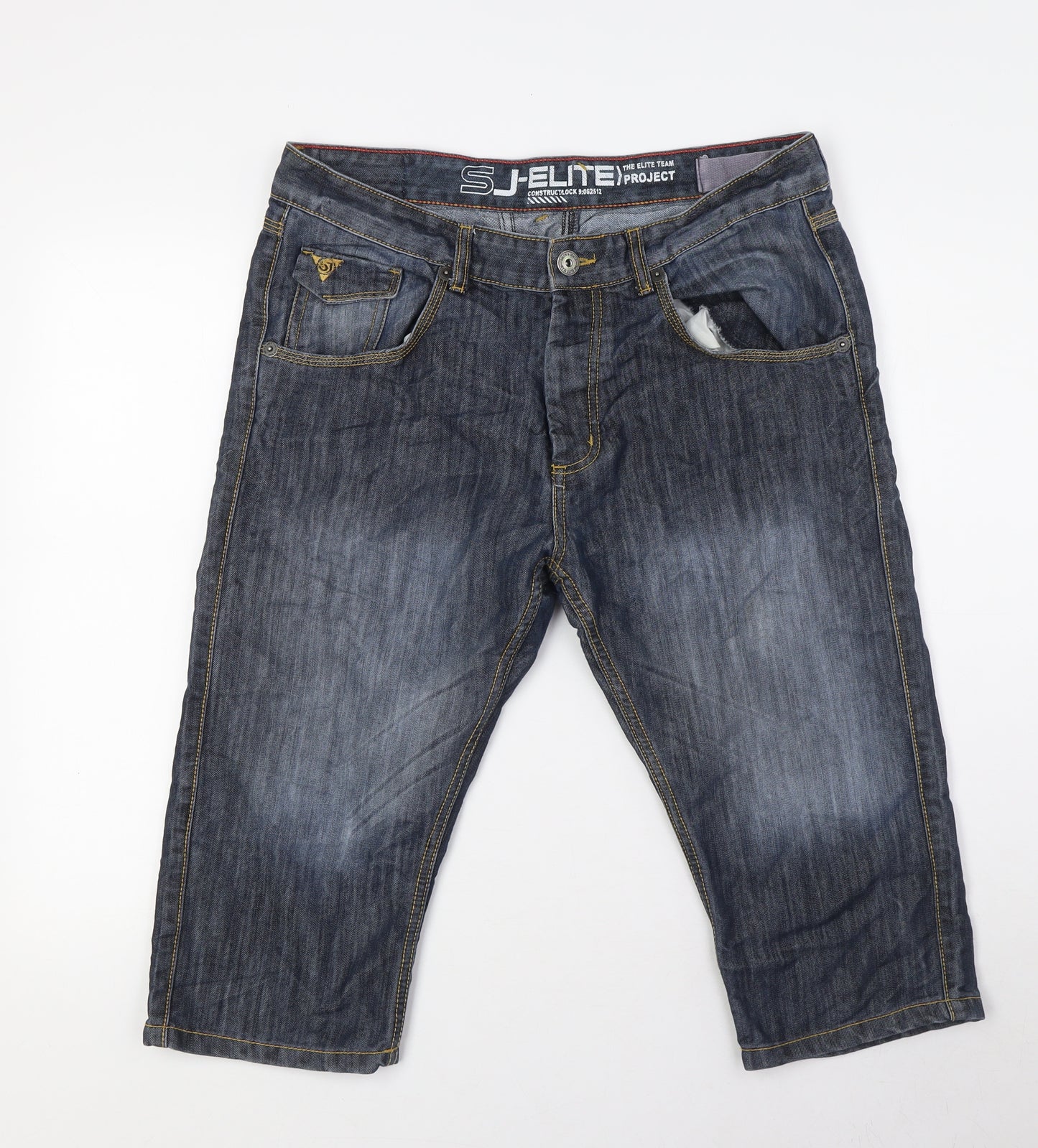 Smith & Jones Mens Blue Cotton Bermuda Shorts Size 34 in Regular Button
