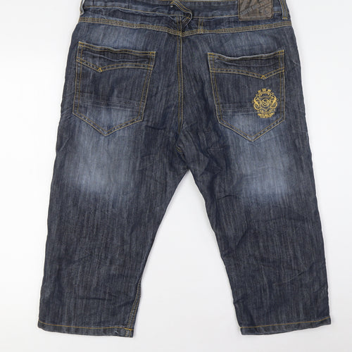 Smith & Jones Mens Blue Cotton Bermuda Shorts Size 34 in Regular Button