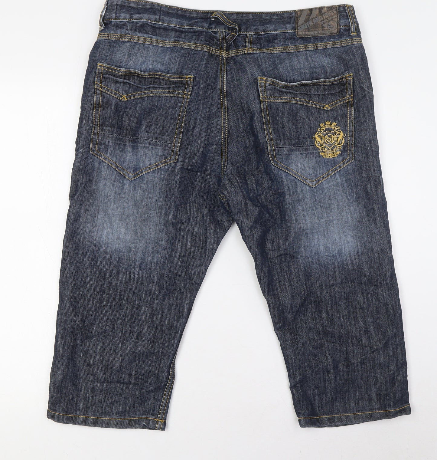 Smith & Jones Mens Blue Cotton Bermuda Shorts Size 34 in Regular Button