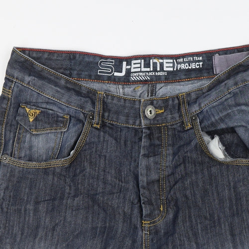 Smith & Jones Mens Blue Cotton Bermuda Shorts Size 34 in Regular Button