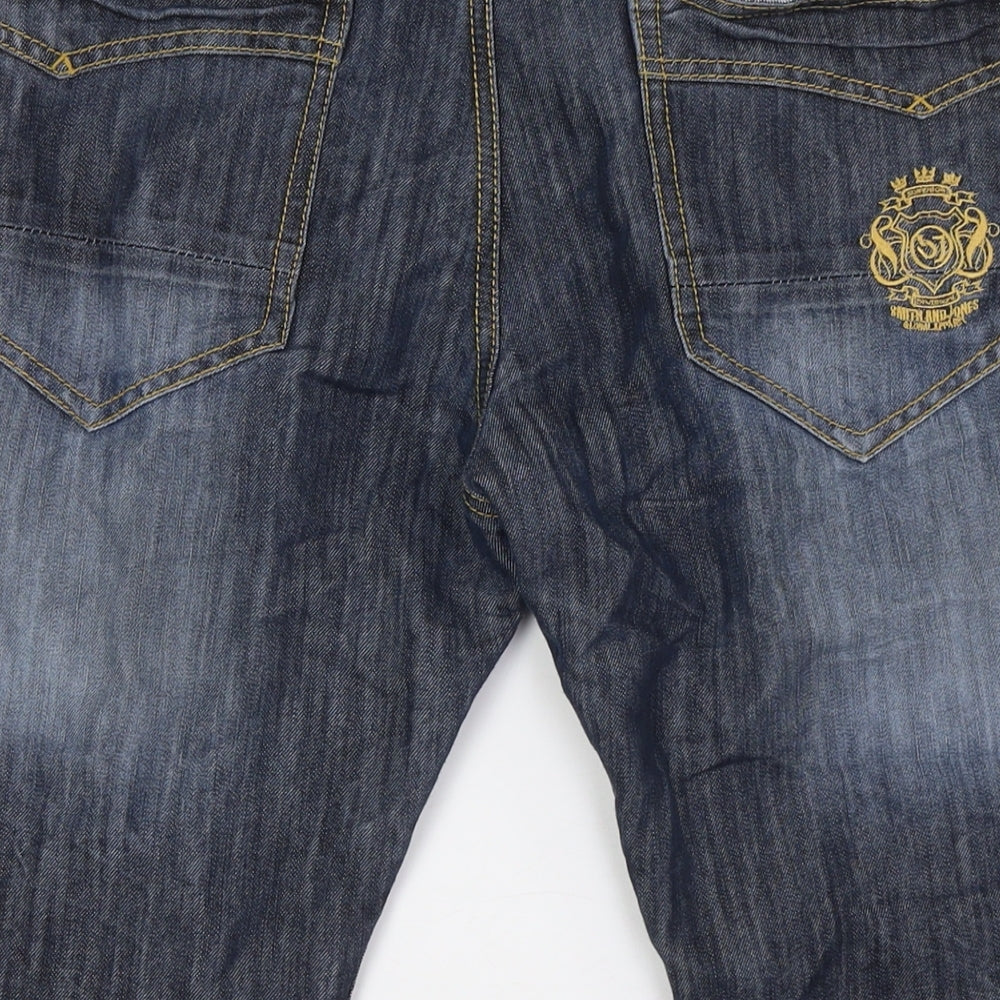 Smith & Jones Mens Blue Cotton Bermuda Shorts Size 34 in Regular Button