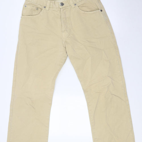 NEXT Mens Beige Cotton Straight Jeans Size 34 in L31 in Regular Button
