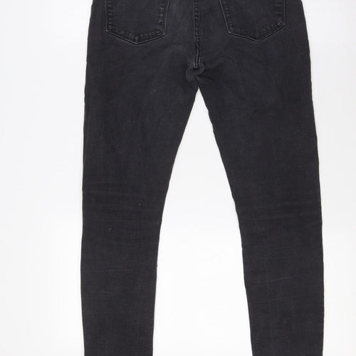 Zara Womens Black Cotton Skinny Jeans Size 8 L27 in Regular Button - High Waist
