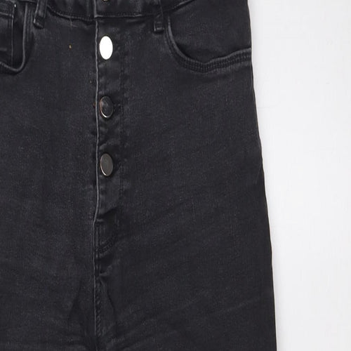 Zara Womens Black Cotton Skinny Jeans Size 8 L27 in Regular Button - High Waist