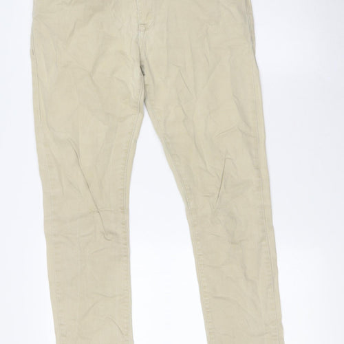 ASOS Mens Beige Cotton Straight Jeans Size 32 in L31 in Regular Button