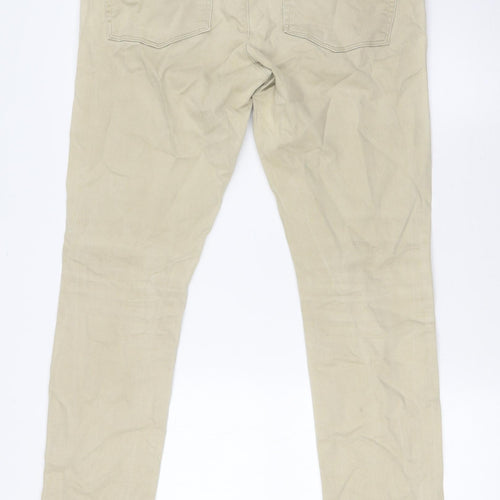 ASOS Mens Beige Cotton Straight Jeans Size 32 in L31 in Regular Button