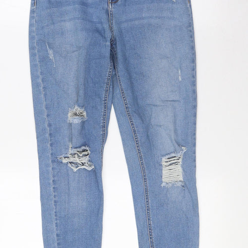 Candy Girls Blue Cotton Jegging Jeans Size 16 Years L27 in Slim Button - Raw Hem, Destressed