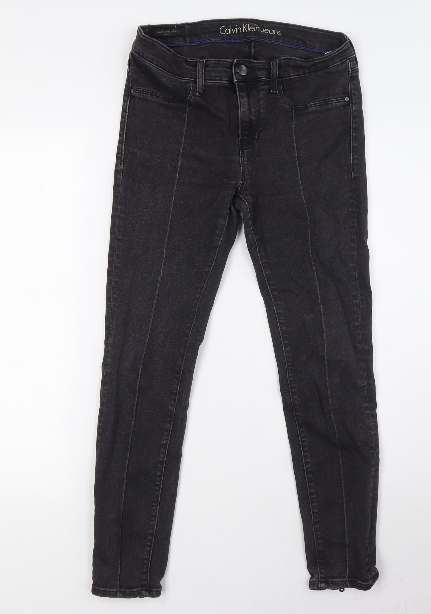 Calvin Klein Womens Black Cotton Skinny Jeans Size 30 in L30 in Slim Button - Ankle Grazers