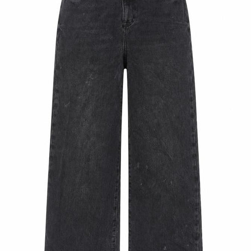 New Look Womens Black Cotton Wide-Leg Jeans Size 8 L31 in Regular Button
