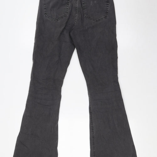 Topshop Womens Black Cotton Bootcut Jeans Size 28 L32 in Regular Button