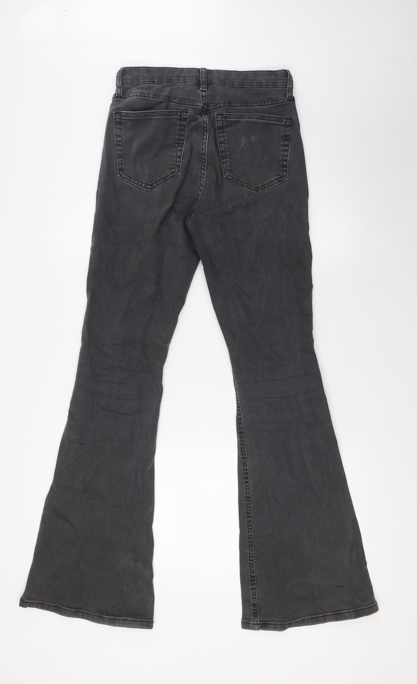 Topshop Womens Black Cotton Bootcut Jeans Size 28 L32 in Regular Button