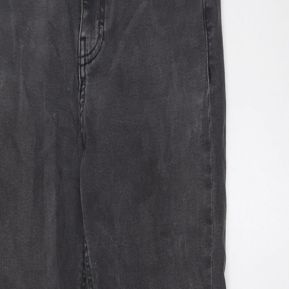 Topshop Womens Black Cotton Bootcut Jeans Size 28 L32 in Regular Button