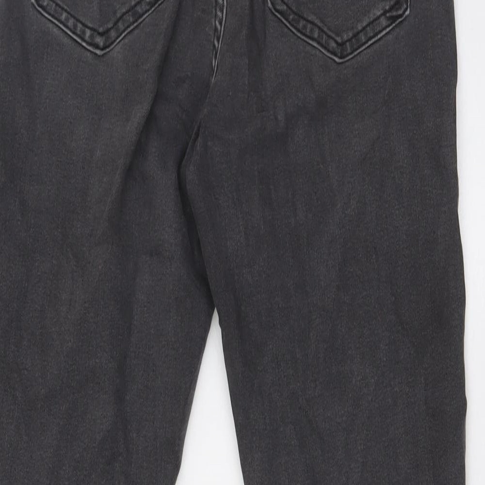 Topshop Womens Black Cotton Bootcut Jeans Size 28 L32 in Regular Button