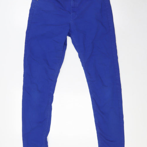 H&M Womens Blue Cotton Skinny Jeans Size 14 L30 in Regular Button